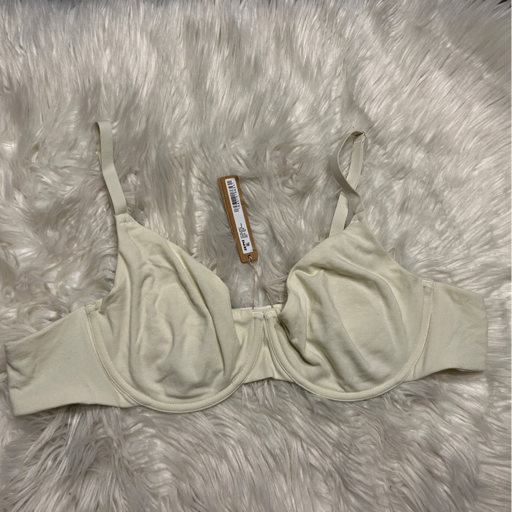 Skims 42C Bra Beige Cotton Jersey T Shirt Underwire Back Closure NWT